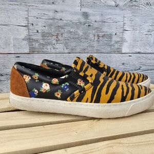 Coach Tiger Print Shoes Sneakers Black Orange Q8178 Womens Size 7B